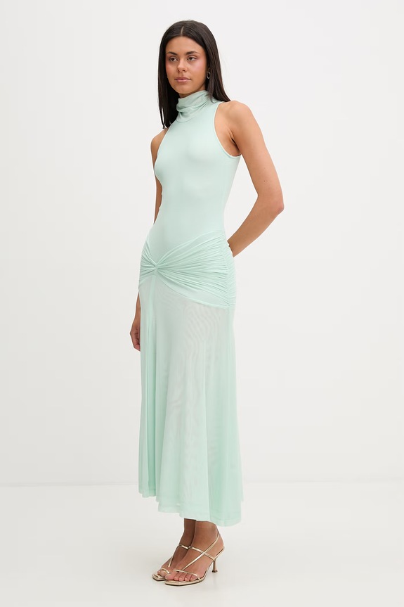 Bardot sukienka drapowana 60373DB zielony SS26
