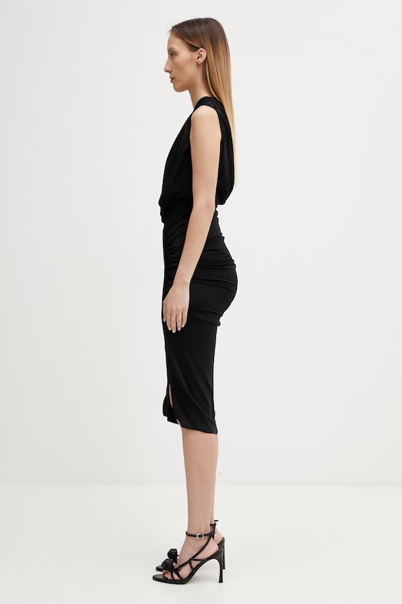 Rick Owens Lilies asimetrična haljina s viskozom Avra LI01F7565.CVI crna SS26