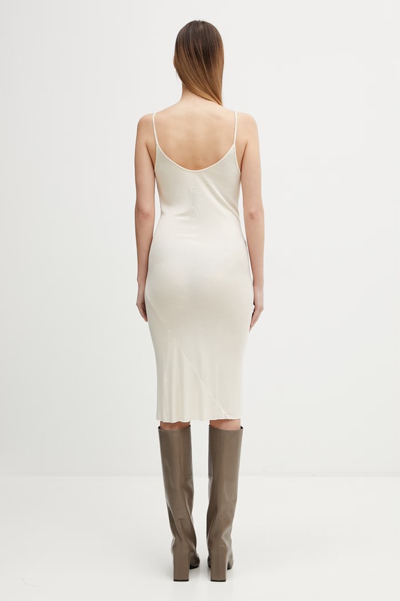 Oblačila Rick Owens Lilies poletna obleka viskozna LI01F7567.RV bež