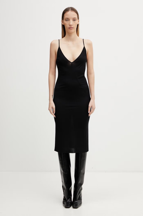 Rick Owens Lilies poletna obleka viskozna črna LI01F7567.RV