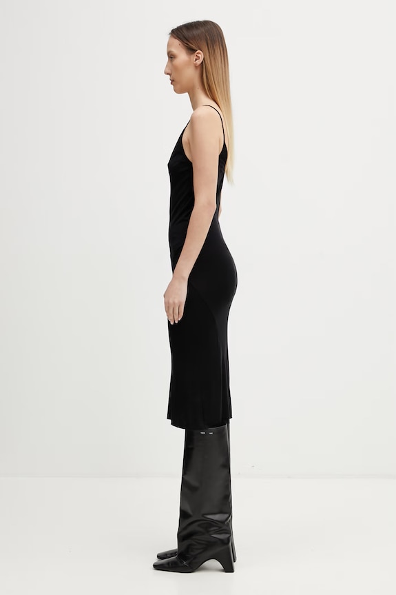 Rick Owens Lilies sukienka letnia gładka z wiskozy LI01F7567.RV czarny SS26