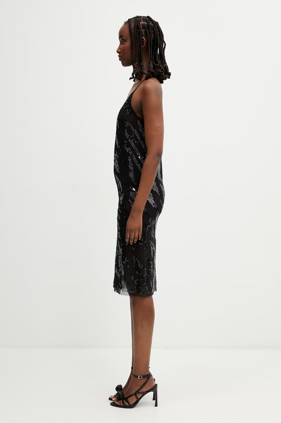 Rick Owens Lilies платье в бельевом стиле с пайетками LI01F7567.TUSM21 чёрный SS26
