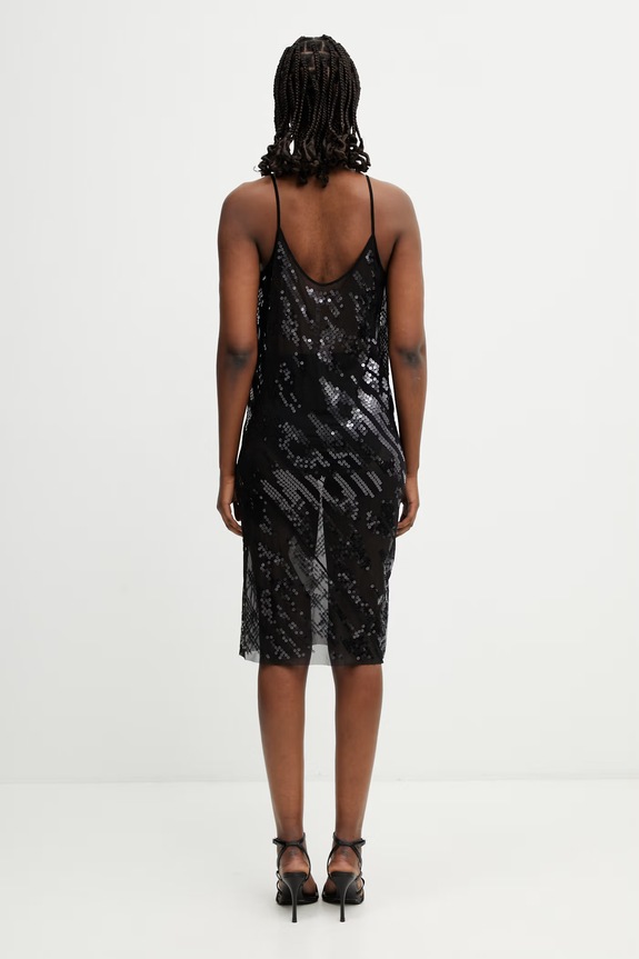 Одежда Rick Owens Lilies платье в бельевом стиле с пайетками LI01F7567.TUSM21 чёрный