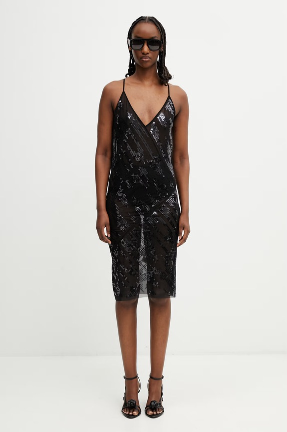 Rick Owens Lilies платье в бельевом стиле с пайетками LI01F7567.TUSM21 чёрный