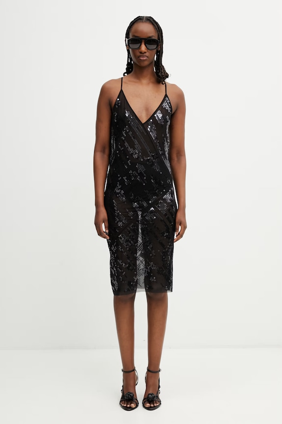 Rick Owens Lilies платье в бельевом стиле с пайетками LI01F7567.TUSM21 чёрный