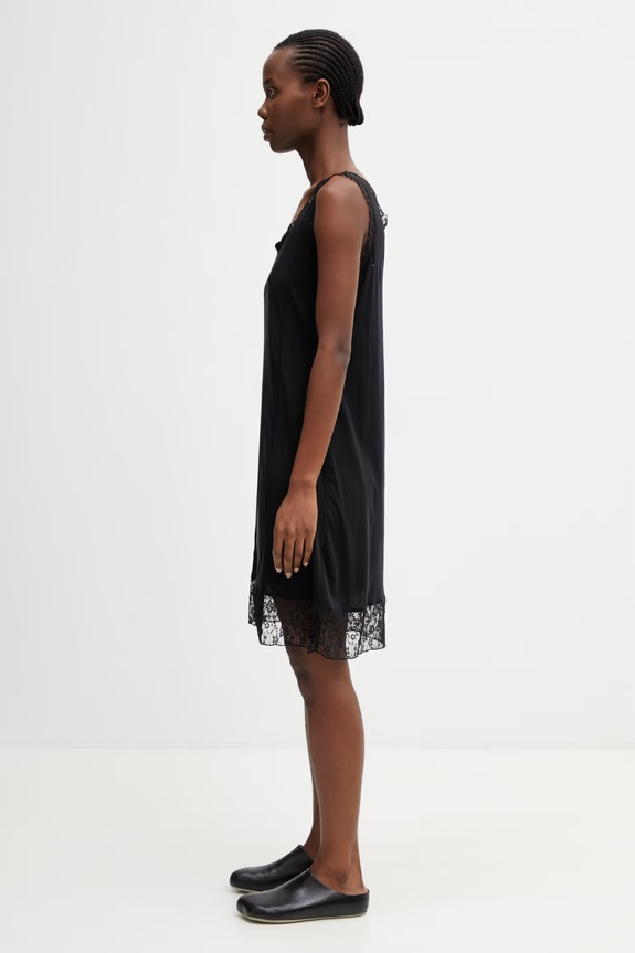 Our Legacy Dawn Φόρεμα lingerie απλό βαμβακερό W2266DR μαύρο SS26