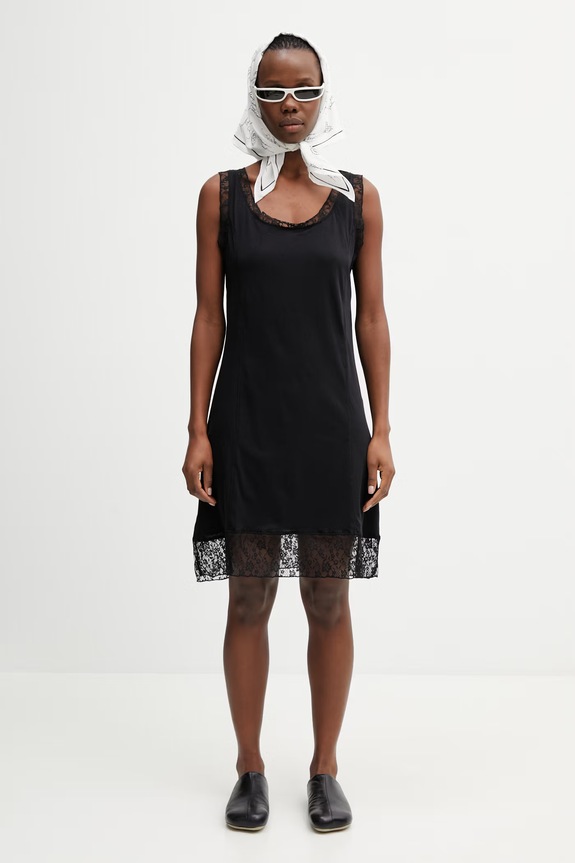 Our Legacy Dawn Φόρεμα lingerie απλό βαμβακερό W2266DR μαύρο