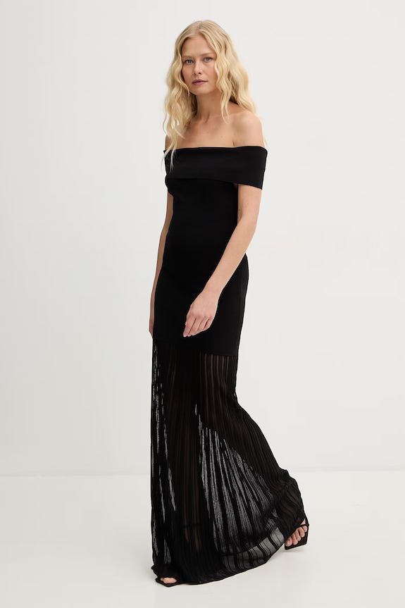 MICHAEL Michael Kors rochie spaniolă cu vâscoză MS683HGBFD negru SS26
