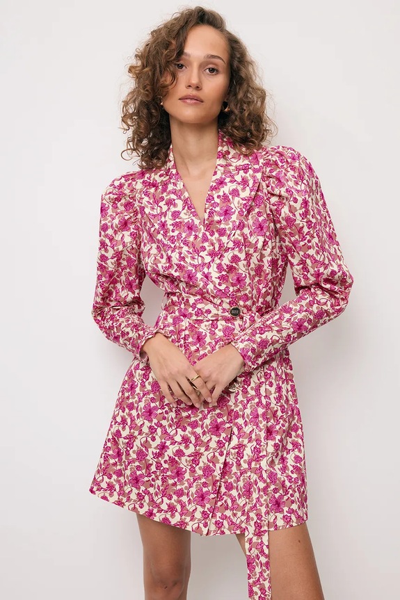 Bizuu rochie din bumbac GEORGINA mini roz GEORGINA.MULTIKOLOR