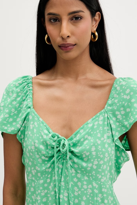 Rip Curl rochie de vară din vâscoză SURF SIDE verde 08ZWDR