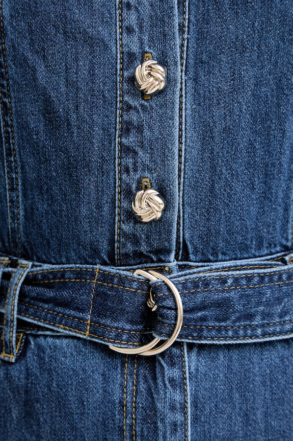 Morgan rochie evazată din denim RBIMA bleumarin