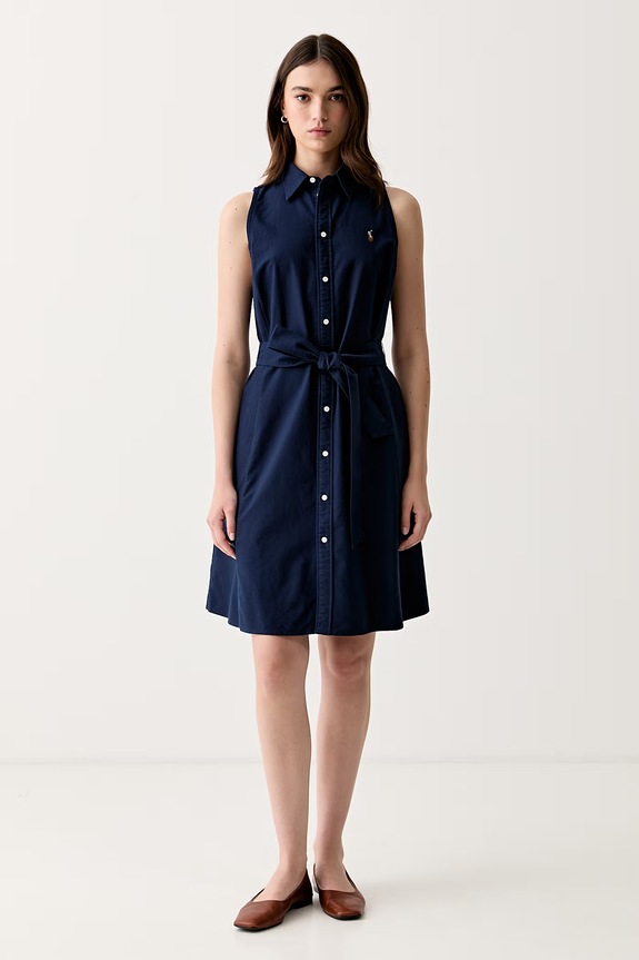 Polo Ralph Lauren расклешенное платье из хлопка тёмно-синий 211968897