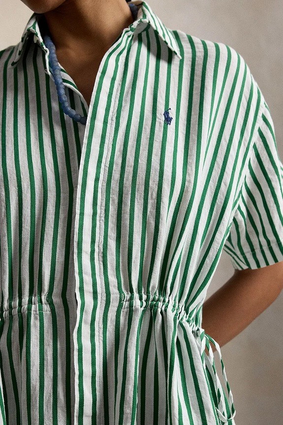 Polo Ralph Lauren rochie tip cămașă cu in verde 211A12895