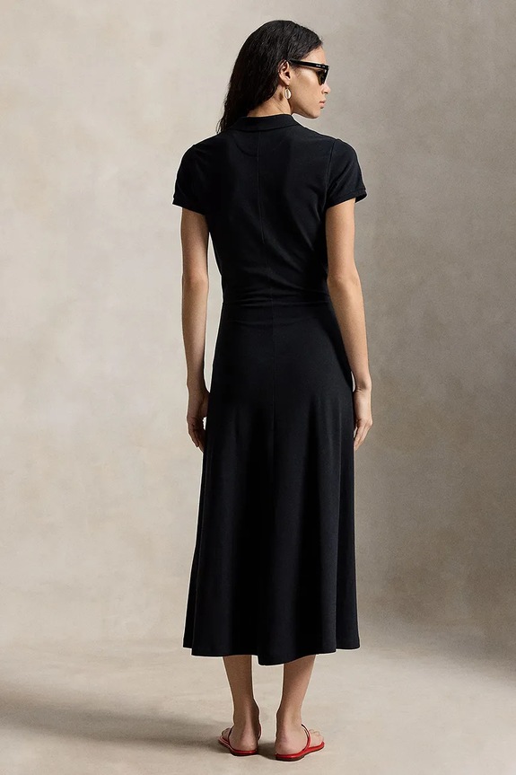 Polo Ralph Lauren rochie evazată din bumbac 211A12906 negru SS26