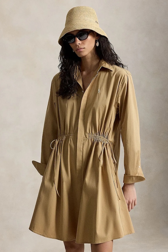 Îmbrăcăminte Polo Ralph Lauren rochie tip cămașă din bumbac 211B19986 maro
