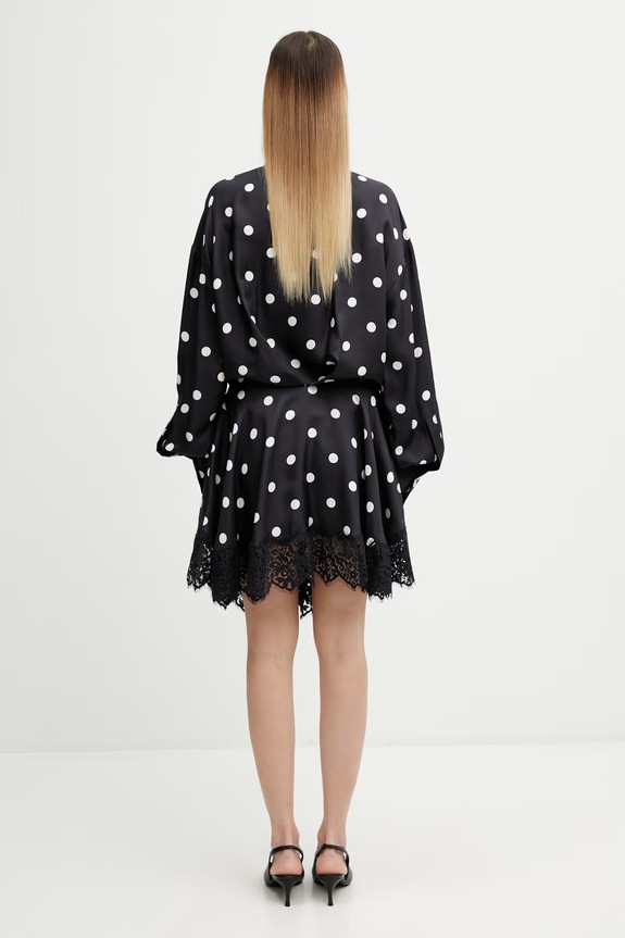 Îmbrăcăminte Sportmax Spxbosso rochie petrecută cu buline din mătase 2612221022600 negru