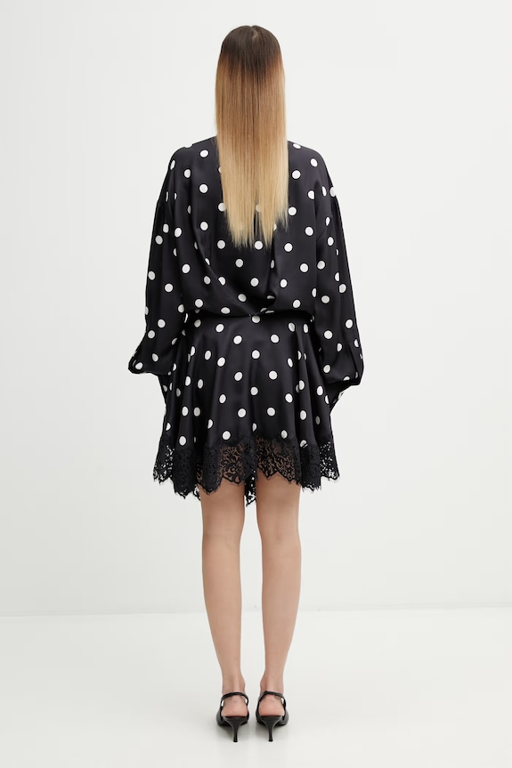 Îmbrăcăminte Sportmax Spxbosso rochie petrecută cu buline din mătase 2612221022600 negru