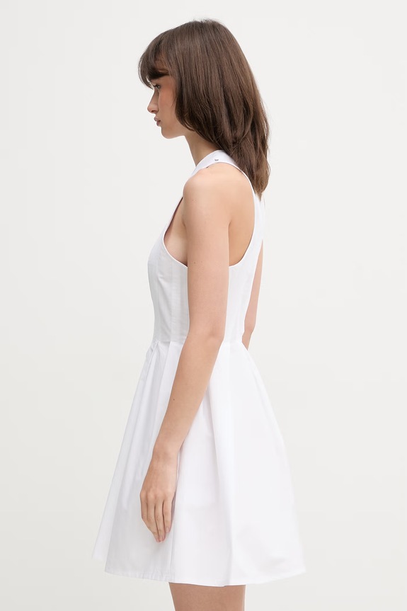 Sportmax Spxara sukienka rozkloszowana gładka bawełniana 2612221102600 biały SS26