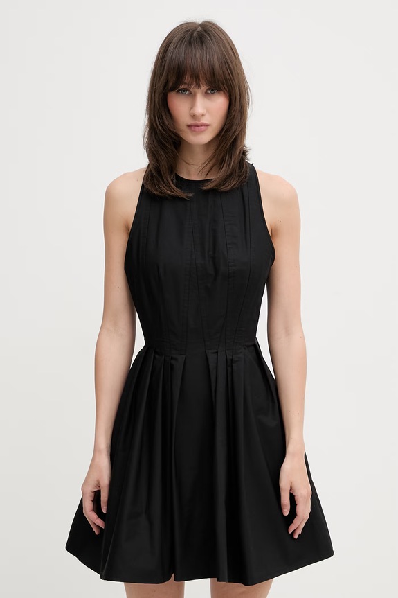 Sportmax Spxara sukienka rozkloszowana gładka bawełniana czarny 2612221102600