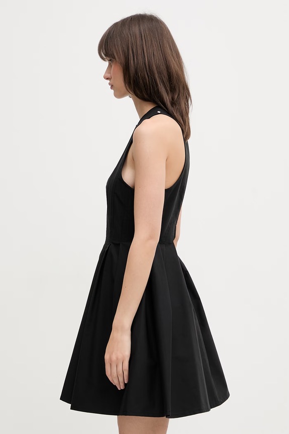 Sportmax Spxara sukienka rozkloszowana gładka bawełniana 2612221102600 czarny SS26