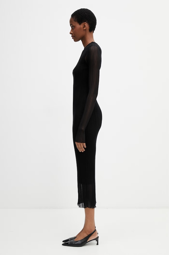 Sportmax Spxcaro sukienka sweterkowa gładka z wiskozą 2612321031600 czarny SS26