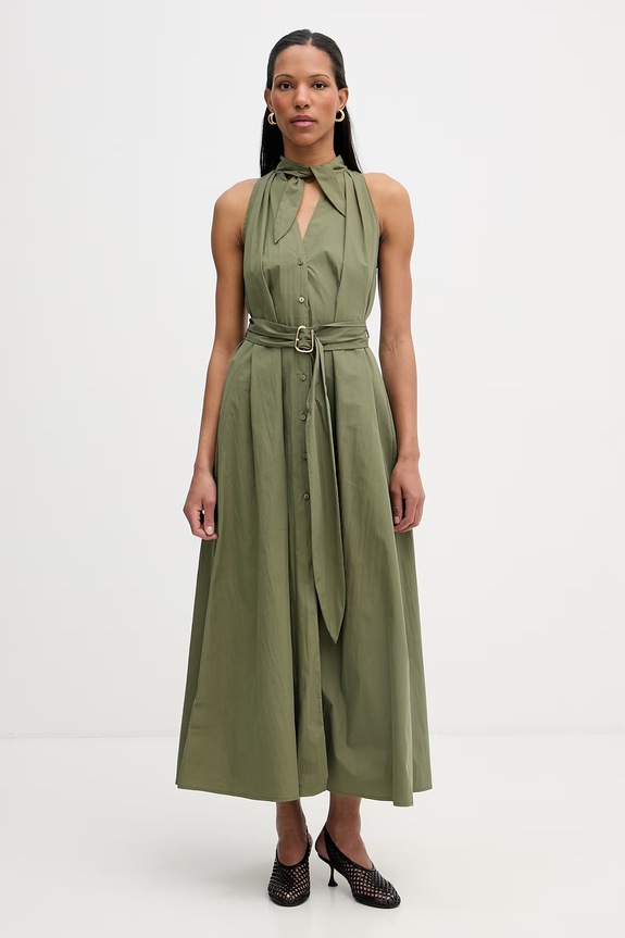 Isabelle Blanche rochie cu bumbac verde IS26SS.A003.T002