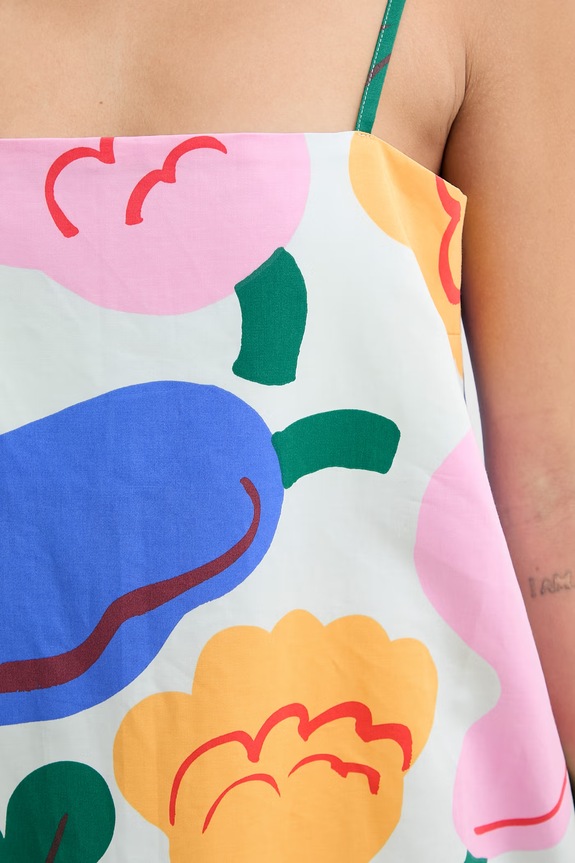 Marimekko καλοκαιρινό φόρεμα με πρόσμιξη λινού 095443 πολύχρωμο