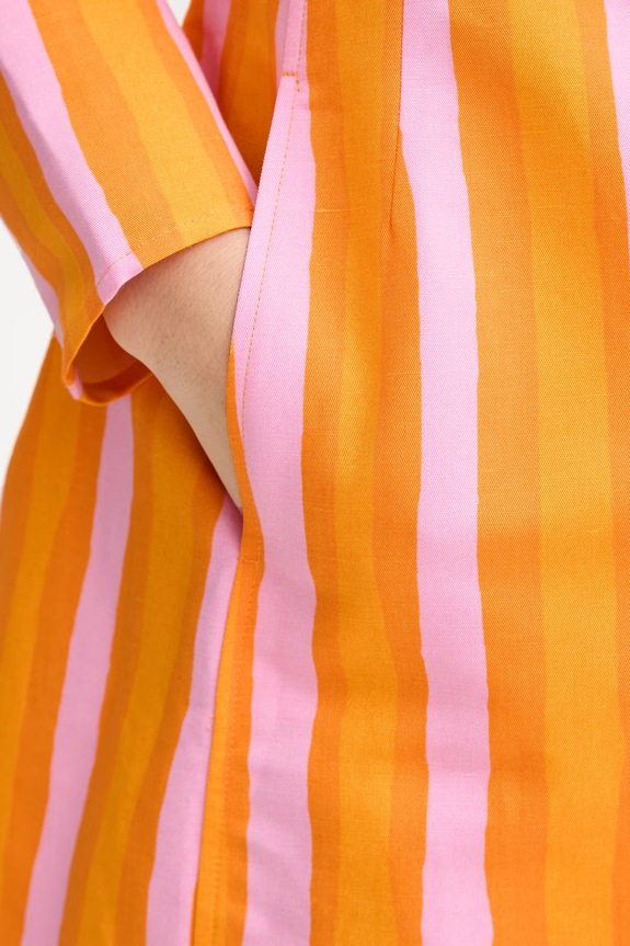 Marimekko φόρεμα με πρόσμιξη λινού 095444 πορτοκαλί