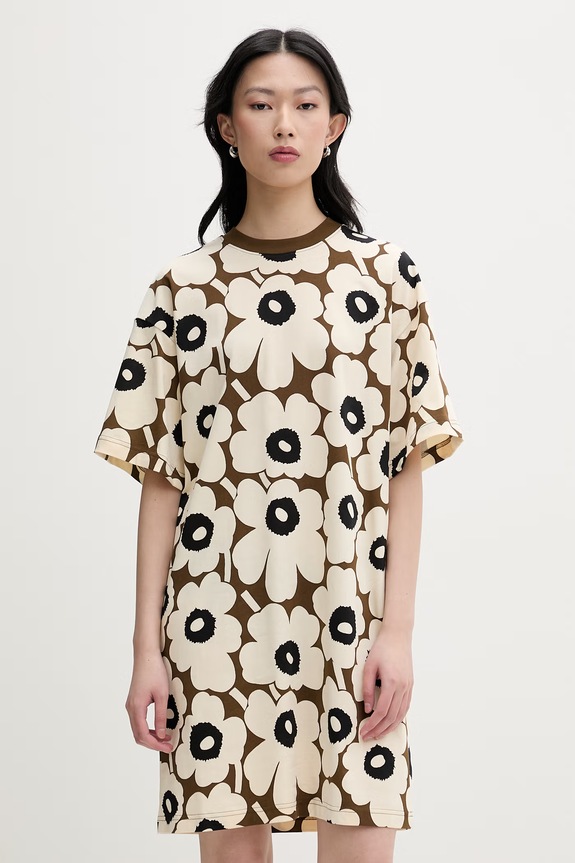 Marimekko rochie de vară bumbac bej 095504