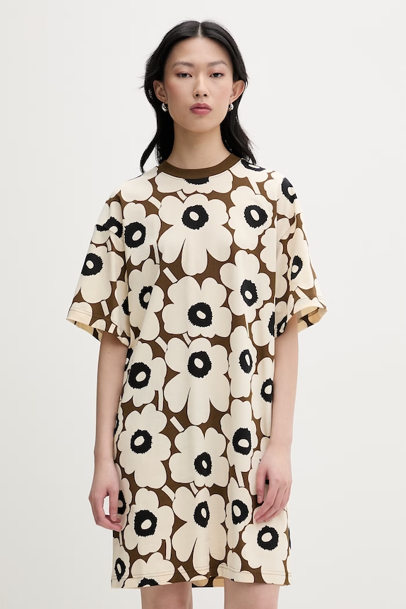Marimekko rochie de vară bumbac bej 095504