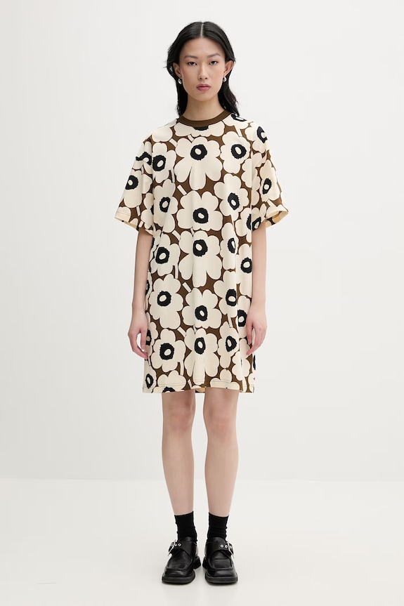 Marimekko rochie de vară bumbac 095504 bej SS26