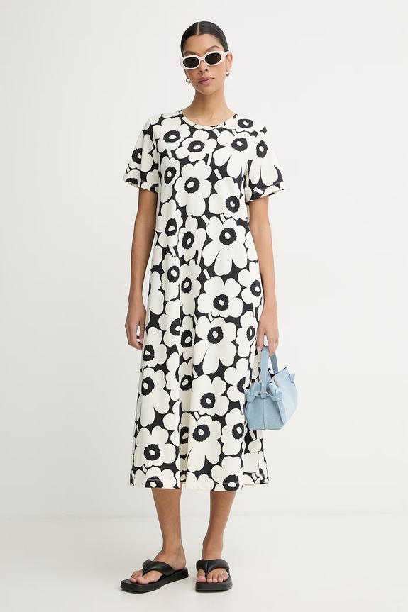 Marimekko rochie bumbac 095846 bej SS26