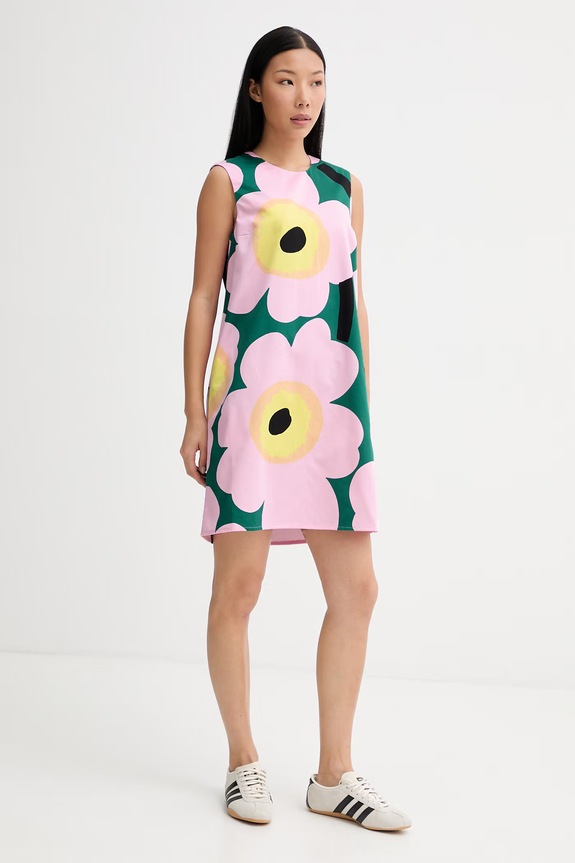 Marimekko καλοκαιρινό βαμβακερό φόρεμα 095623 ροζ SS26