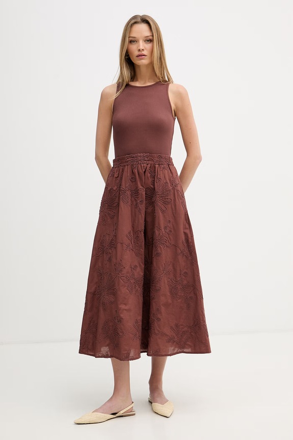 United Colors of Benetton rochie cu bumbac maro 4RWNDV0CO