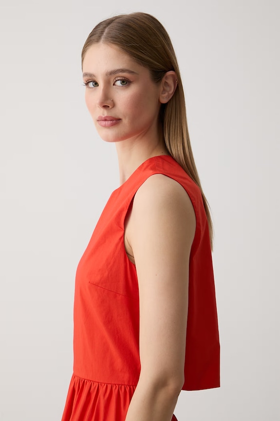 United Colors of Benetton šaty s rozšíreným strihom bavlnené červená 4MBJDV0CP