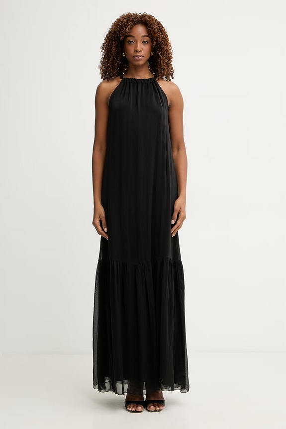 Haveone rochie de vară cu mătase negru AFF.Q011