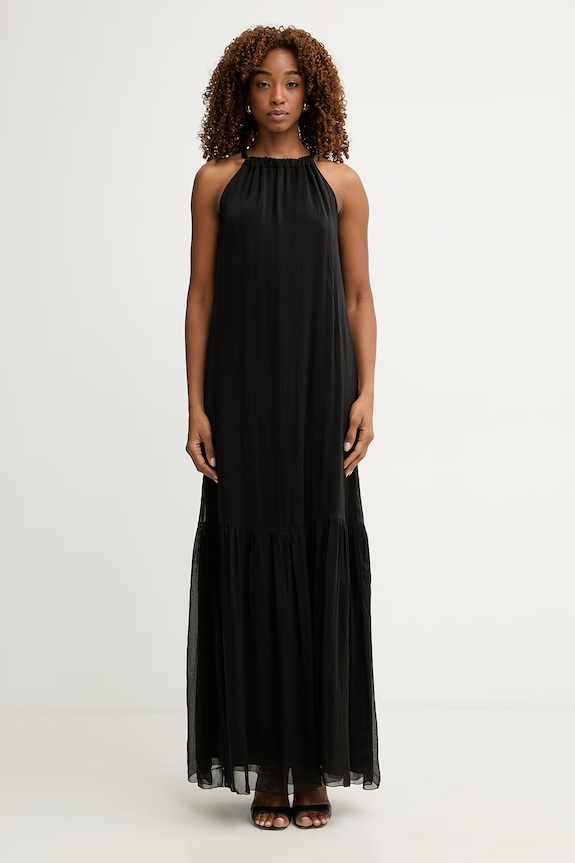 Haveone rochie de vară cu mătase negru AFF.Q011