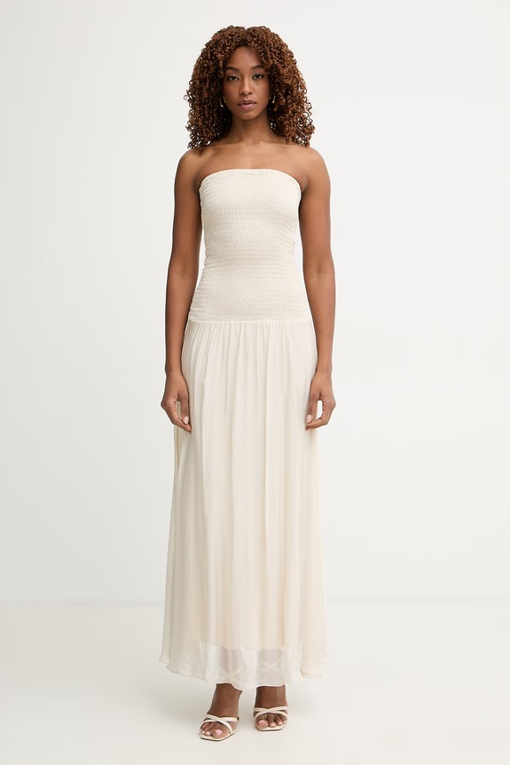 Haveone rochie cu mătase bej ACH.Q014