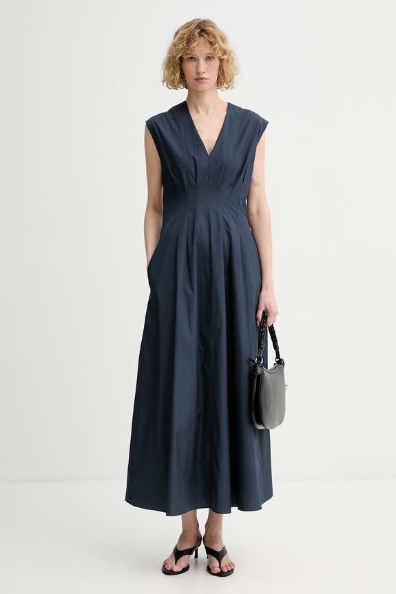 rag & bone φόρεμα βαμβακερό Ines RAC126S3MCO σκούρο μπλε SS26