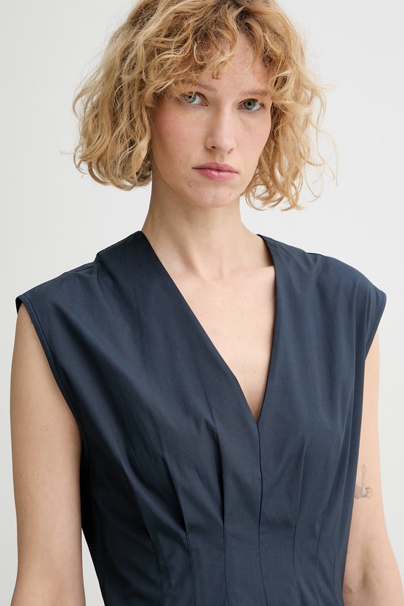 rag & bone φόρεμα βαμβακερό Ines σκούρο μπλε RAC126S3MCO