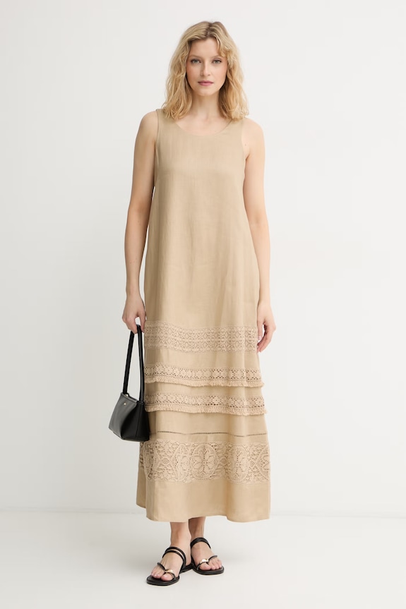 Weekend Max Mara ljetna haljina od lana 2615221033600 bež SS26