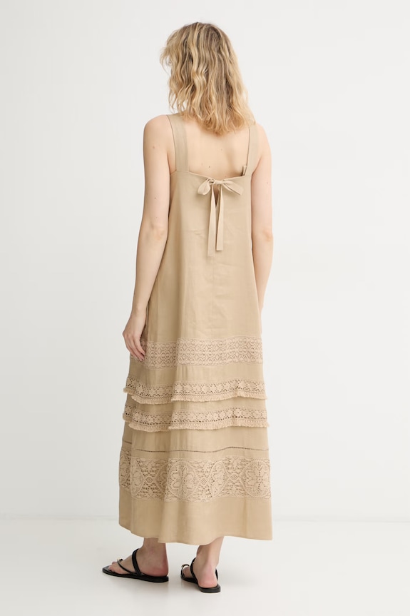 Odjeća Weekend Max Mara ljetna haljina od lana 2615221033600 bež
