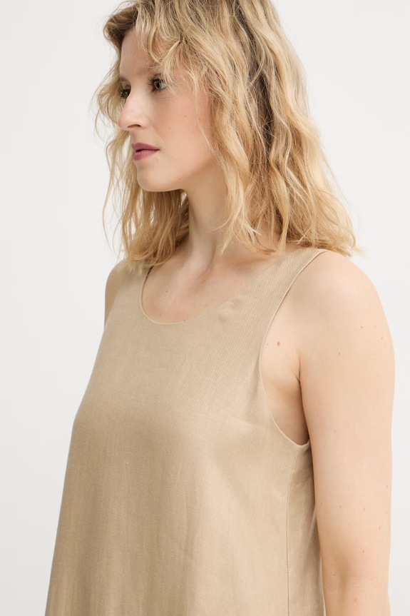 Weekend Max Mara ljetna haljina od lana bež 2615221033600