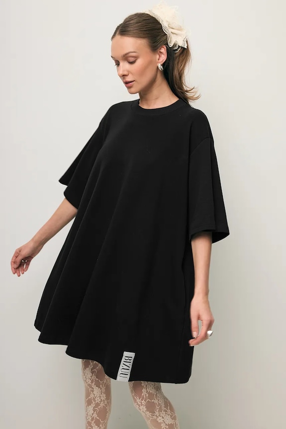 BIZUU sukienka oversize z bawełną czarny TRESS.CZARNY