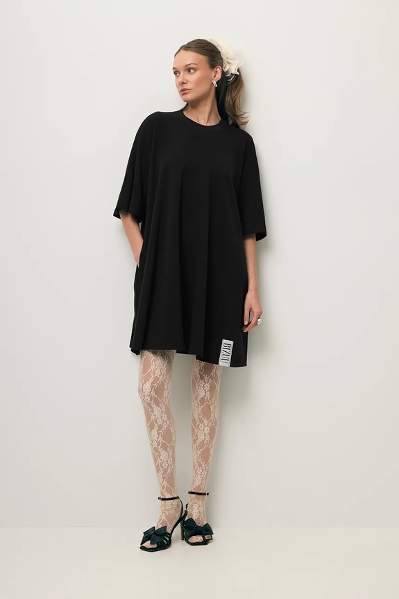 BIZUU sukienka oversize z bawełną TRESS.CZARNY czarny SS26