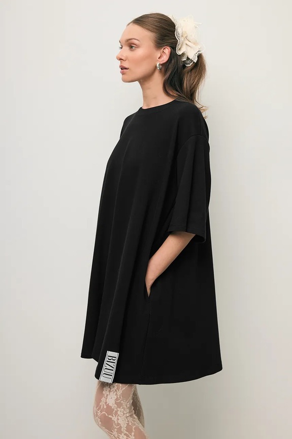 BIZUU sukienka oversize z bawełną czarny TRESS.CZARNY