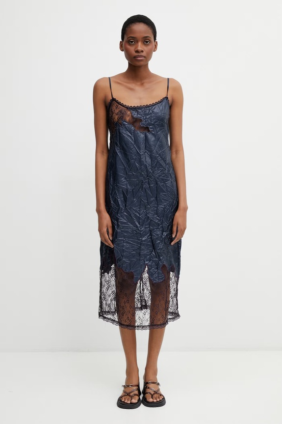 Andersson Bell Embroidery Lace šaty ve stylu spodničky s krajkovými vsadkami námořnická modř atb1520w