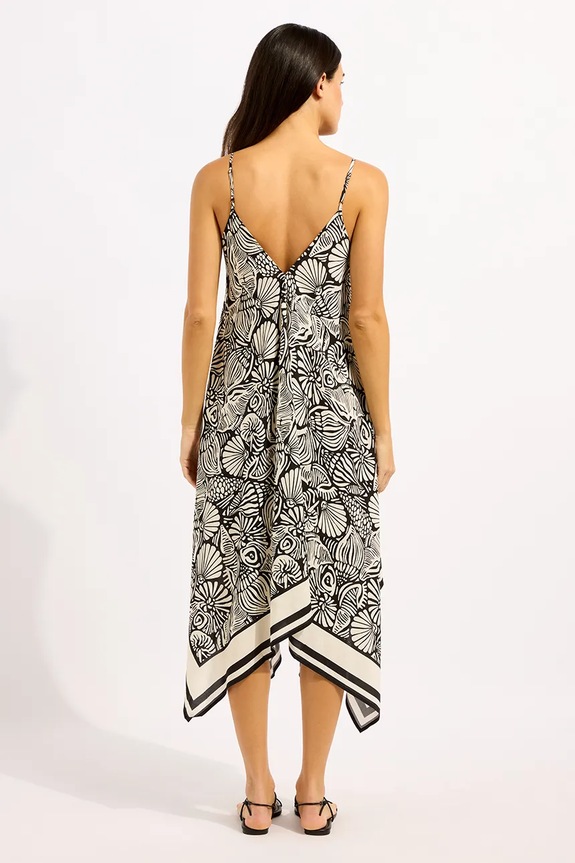 Seafolly rochie din vâscoză Scarf Dress 55763.DR negru SS26