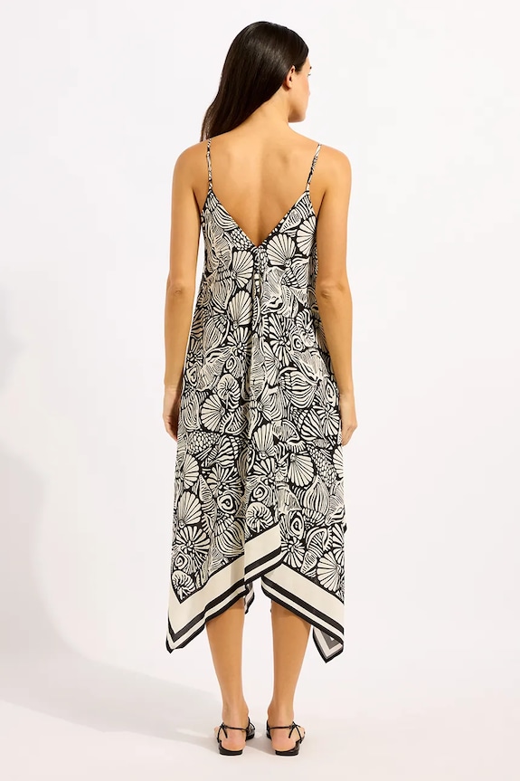Seafolly rochie din vâscoză Scarf Dress 55763.DR negru SS26