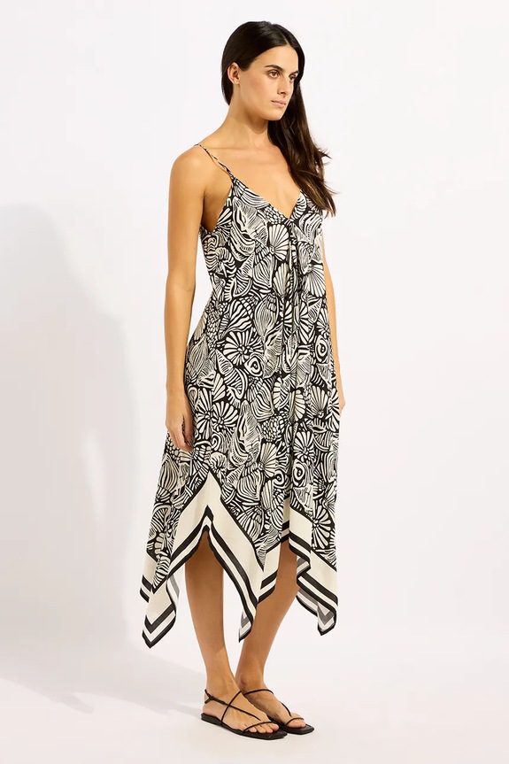 Seafolly rochie din vâscoză Scarf Dress 55763.DR negru